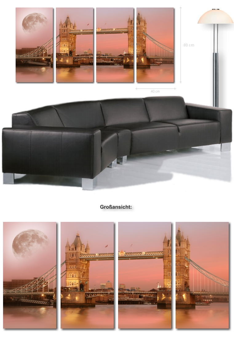Kunstdruck - Tower Bridge, London, London Bridge XXL Wandbilder auf Leinwand inkl. Keilrahmen ...